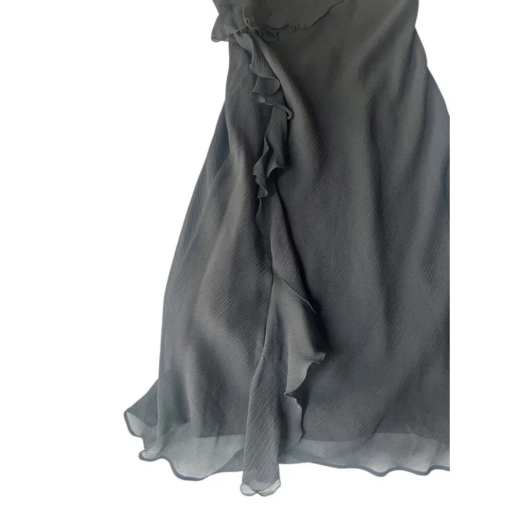 Banana Republic Womens Black Silk Chiffon Dress Size 4P - Picture 7 of 11